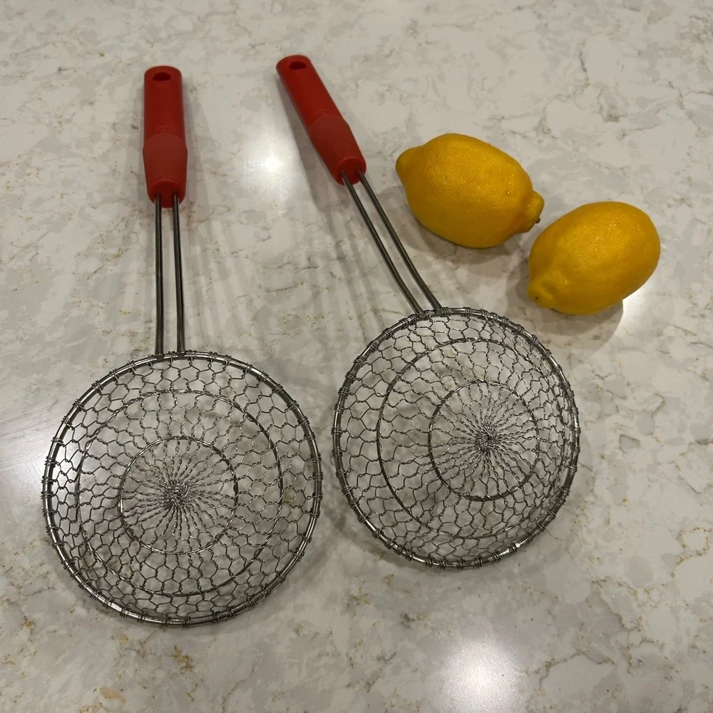2 Stainless Steel restaurant quality Deep Frying Ladles Professional rust proof